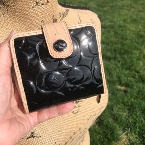 Used Coach wallet black patent leather